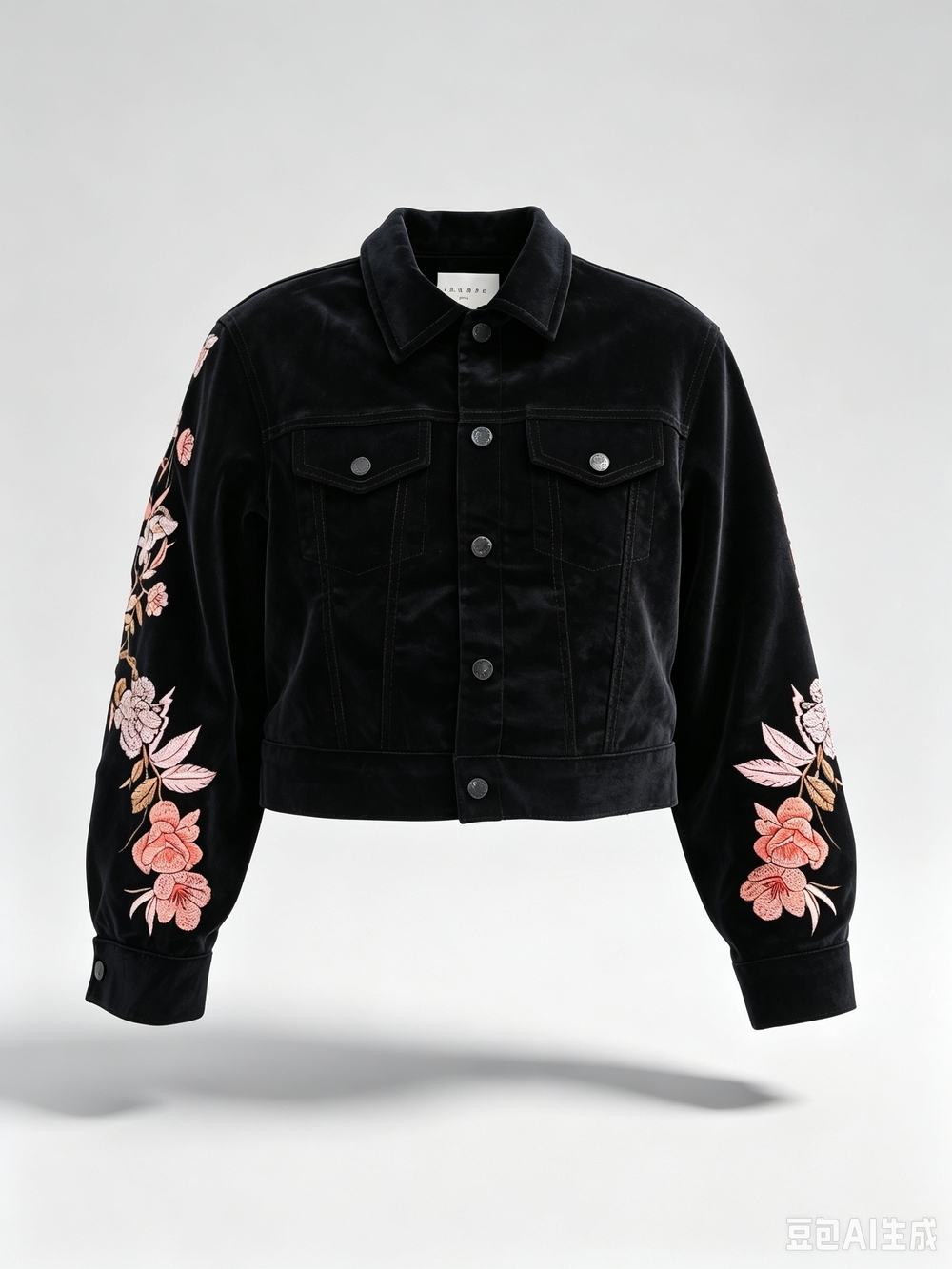 Sandro Floral-Embroidered Velvet Jacket